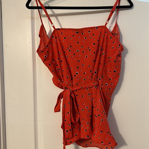 Vero Moda Red Wrap Spaghetti Strap Top with Black Spots - Picture 5 of 9